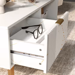 HOMCOM Coffee Table, Living Room Table with Drawer and Open Shelves, White - Additional view 8