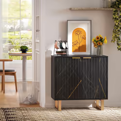 HOMCOM Sideboard, Buffet Cabinet with 2 Doors and Adjustable Shelves, Black - Additional view 6