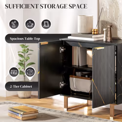 HOMCOM Sideboard, Buffet Cabinet with 2 Doors and Adjustable Shelves, Black - Additional view 7