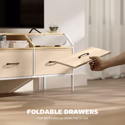 HOMCOM TV Stand Cabinet with 2 Foldable Drawers, Natural Wood Finish - Additional view 4