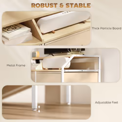HOMCOM TV Stand Cabinet with 2 Foldable Drawers, Natural Wood Finish - Additional view 5