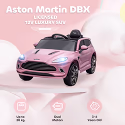 AIYAPLAY Aston Martin DBX Licensed 12V Kids Electric Car w/ Remote, Pink