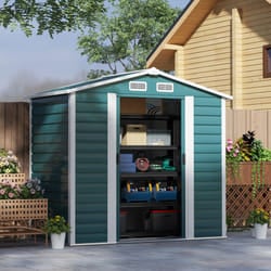 Outsunny 7 x 4ft Upgraded Metal Shed with Lock, Easy to Assemble, Green