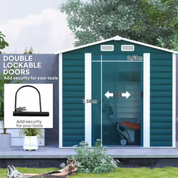 Outsunny 7 x 4ft Upgraded Metal Shed with Lock, Easy to Assemble, Green - Additional view 4