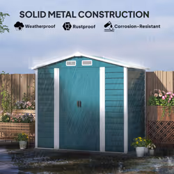 Outsunny 7 x 4ft Upgraded Metal Shed with Lock, Easy to Assemble, Green - Additional view 5
