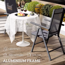 Outsunny 2PCS Folding Chair w/ Breathable Mesh Back and Seat, Dark Grey