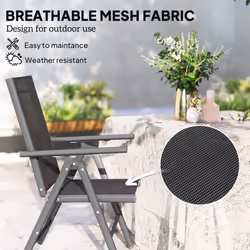 Outsunny 2PCS Folding Chair w/ Breathable Mesh Back and Seat, Dark Grey