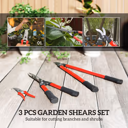 Outsunny 3 PC Garden Shears Set w/ Hedge Shears, Lopper, Garden Secateurs