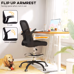 HOMCOM Mesh Draughtsman Chair, Ergonomic Drafting Chair, Black