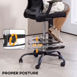 HOMCOM Mesh Draughtsman Chair, Ergonomic Drafting Chair, Black - Additional view 5