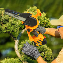 Outsunny 8 Inch Electric Chainsaw with Brushless Motor, 2 Batteries, Orange