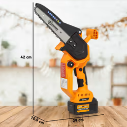 Outsunny 8 Inch Electric Chainsaw with Brushless Motor, 2 Batteries, Orange