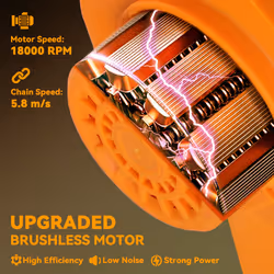 Outsunny 8 Inch Electric Chainsaw with Brushless Motor, 2 Batteries, Orange