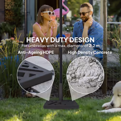 Outsunny Parasol Base 15kg Garden Umbrella Stand with Cut-Out Design, Black