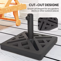 Outsunny Parasol Base 15kg Garden Umbrella Stand with Cut-Out Design, Black - Additional view 4