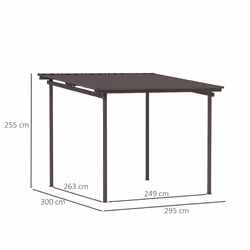 Outsunny 3 x 3(m) Waterproof Metal Pergola Easy to Assemble Lean to Pergola