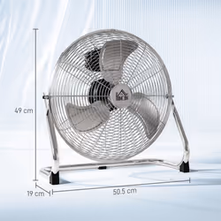 HOMCOM Metal Desk Fan, Electric Table Fan with 3 Speed Settings, Silver
