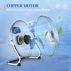 HOMCOM Metal Desk Fan, Electric Table Fan with 3 Speed Settings, Silver