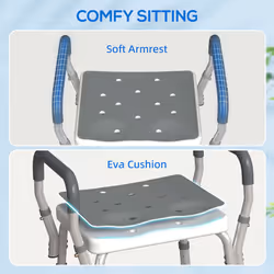 HOMCOM Rust-Free Aluminium Bath Chair with Adjustable Height, Grey