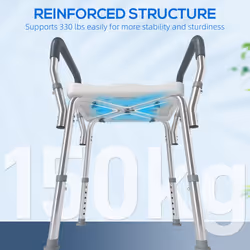 HOMCOM Rust-Free Aluminium Bath Chair with Adjustable Height, Grey - Additional view 4