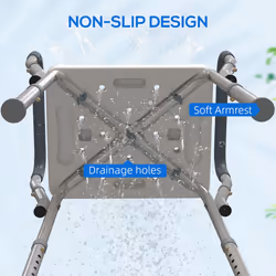 HOMCOM Rust-Free Aluminium Bath Chair with Adjustable Height, Grey - Additional view 6