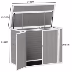 Outsunny 4.7 x 2.5FT Lockable Garden Shed, Double Bin Storage Shed, Grey