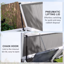 Outsunny 4.7 x 2.5FT Lockable Garden Shed, Double Bin Storage Shed, Grey - Additional view 4