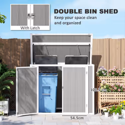 Outsunny 4.7 x 2.5FT Lockable Garden Shed, Double Bin Storage Shed, Grey - Additional view 5