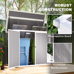 Outsunny 4.7 x 2.5FT Lockable Garden Shed, Double Bin Storage Shed, Grey - Additional view 6