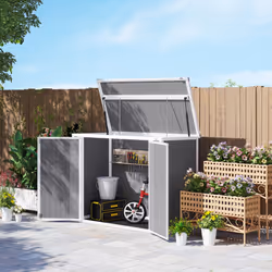 Outsunny 4.7 x 2.5FT Lockable Garden Shed, Double Bin Storage Shed, Grey - Additional view 8
