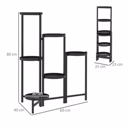 Outsunny 3 Tier Foldable Corner Plant Stand for Indoor Outdoor, Black