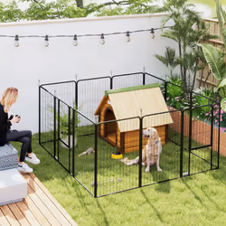 PawHut Dog Pen, 12-Panel Puppy Pen for Large Dogs, 100Hcm, Black