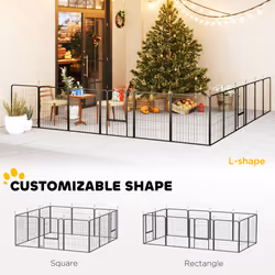 PawHut Dog Pen, 12-Panel Puppy Pen for Large Dogs, 100Hcm, Black