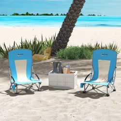 Outsunny Set of 2 Folding Beach Chair, Camping Chair with Carry Bag, Blue