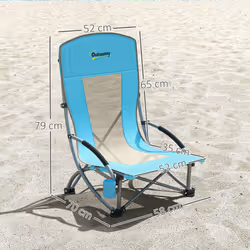 Outsunny Set of 2 Folding Beach Chair, Camping Chair with Carry Bag, Blue