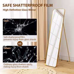 HOMCOM Rectangular Full Length Mirror for Bedroom, 40 x 160 cm, Gold Tone - Additional view 6