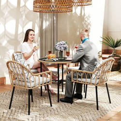 Outsunny 5 Piece Patio Rattan Dining Set w/ Removable Cushions - Brown
