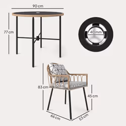 Outsunny 5 Piece Patio Rattan Dining Set w/ Removable Cushions - Brown
