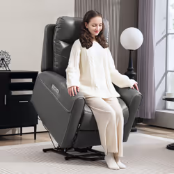 HOMCOM Overstuffed Riser and Reclining Chair with USB Ports, Remote, Grey
