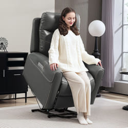 HOMCOM Overstuffed Riser and Reclining Chair with USB Ports, Remote, Grey