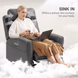 HOMCOM Overstuffed Riser and Reclining Chair with USB Ports, Remote, Grey - Additional view 5