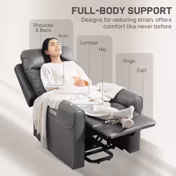 HOMCOM Overstuffed Riser and Reclining Chair with USB Ports, Remote, Grey - Additional view 6