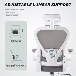 HOMCOM Ergonomic Mesh Office Chair with Headrest, Lumbar Support, Grey