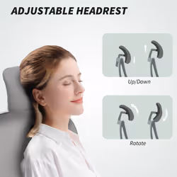 HOMCOM Ergonomic Mesh Office Chair with Headrest, Lumbar Support, Grey - Additional view 4