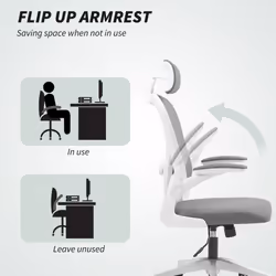 HOMCOM Ergonomic Mesh Office Chair with Headrest, Lumbar Support, Grey - Additional view 5