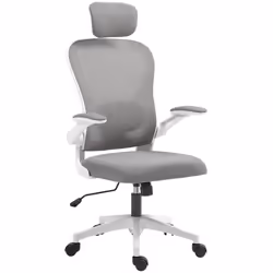 HOMCOM Ergonomic Mesh Office Chair with Headrest, Lumbar Support, Grey - Additional view 7