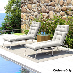 Outsunny Garden Lounge Chair Cushions Set of 2, 220gsm Fabric, Light Grey