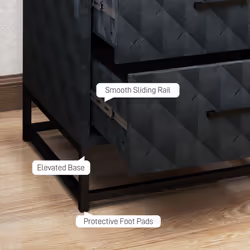 HOMCOM Bedside Table Set of 2, Nightstand with 2 Drawers, Steel Legs, Black - Additional view 5
