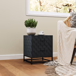 HOMCOM Bedside Table Set of 2, Nightstand with 2 Drawers, Steel Legs, Black - Additional view 7