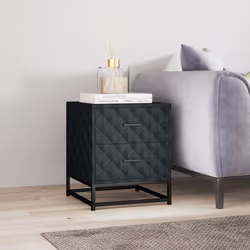 HOMCOM Bedside Table Set of 2, Nightstand with 2 Drawers, Steel Legs, Black - Additional view 8